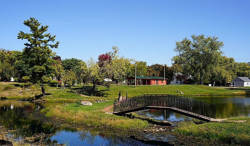 Pauquette Park in Portage, Wisconsin during the autumn season.