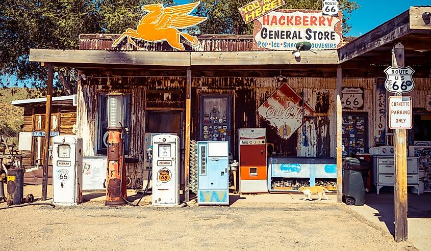 Famous Hackberry General Store at the edge of the Route 66 road.
