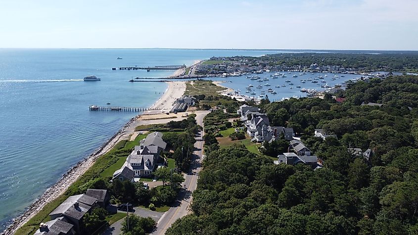 Aerial view of Oak Bluffs, Massachusetts