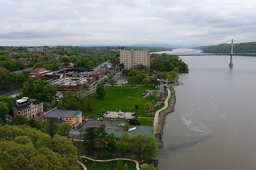 View of the Poughkeepsie riverfront and Victor Waryas Park