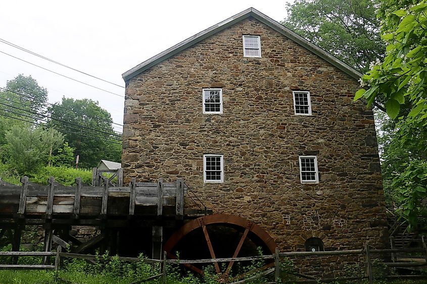 Scenic view of the Cooper Grist Mill in Chester, New Jersey.