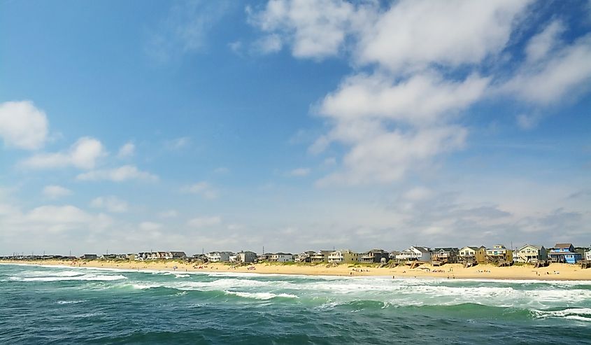 Nice surf at beach of Kill Devil Hills, North Carolina USA