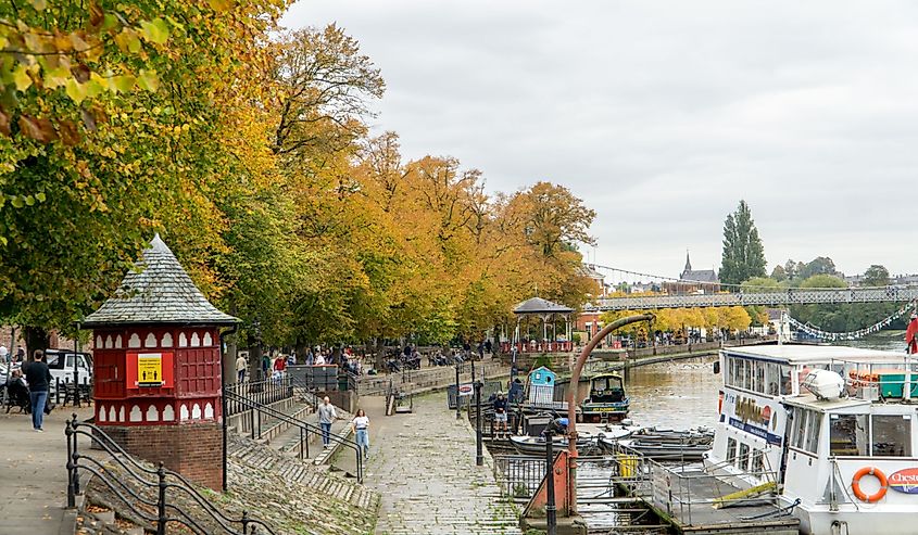 Riverside walk on the River Dee, Chester, Cheshire