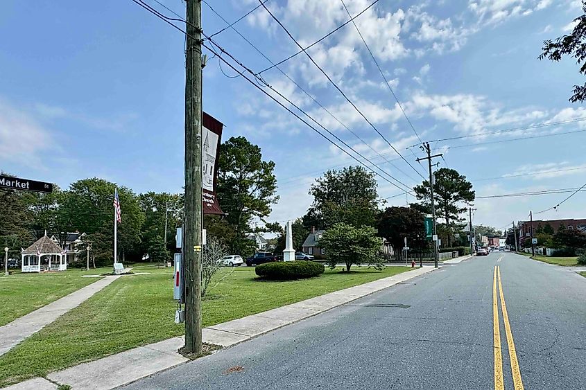 Market Street leads from Onancock Harbor to its hospital Image credit Bryan Dearsley