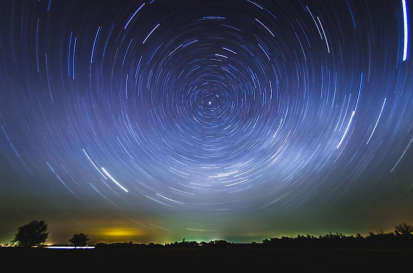 Rotation of the starry sky around the North Star. Image Credit: Shutterstock