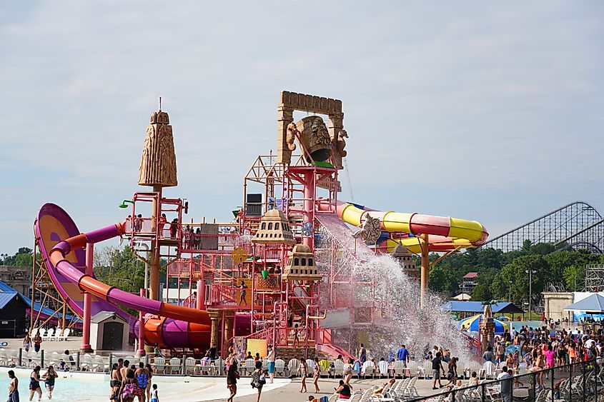 Tourists enjoying at the Mt. Olympus Water and Theme Park in Wisconsin Dells