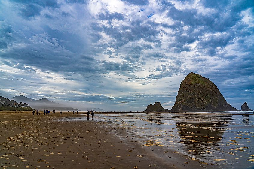 The Haystack Rock on Cannon Beach on the Oregon coast