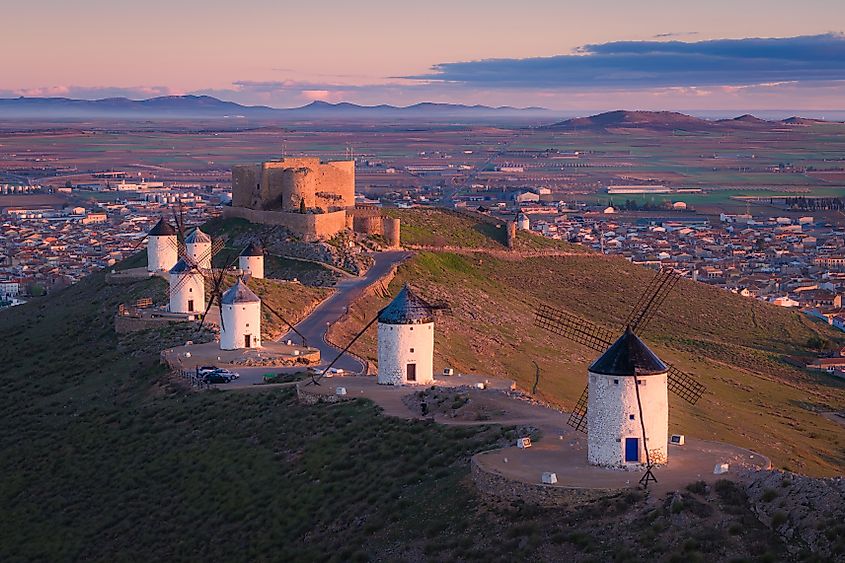 The historic town of Consuegra, Spain.