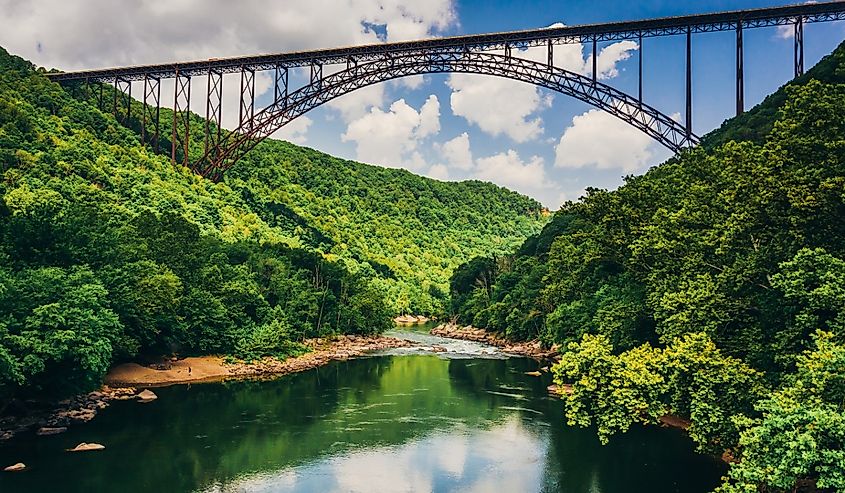 The New River Gorge Bridge, seen from Fayette Station Road, at the New River Gorge National River, West Virginia.