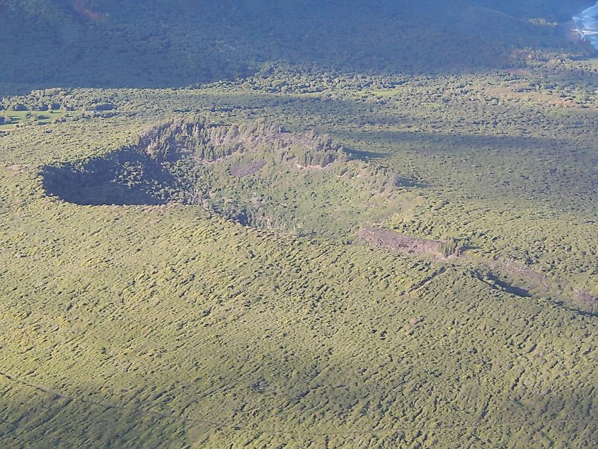Aerial view of the Kauhako Crater
