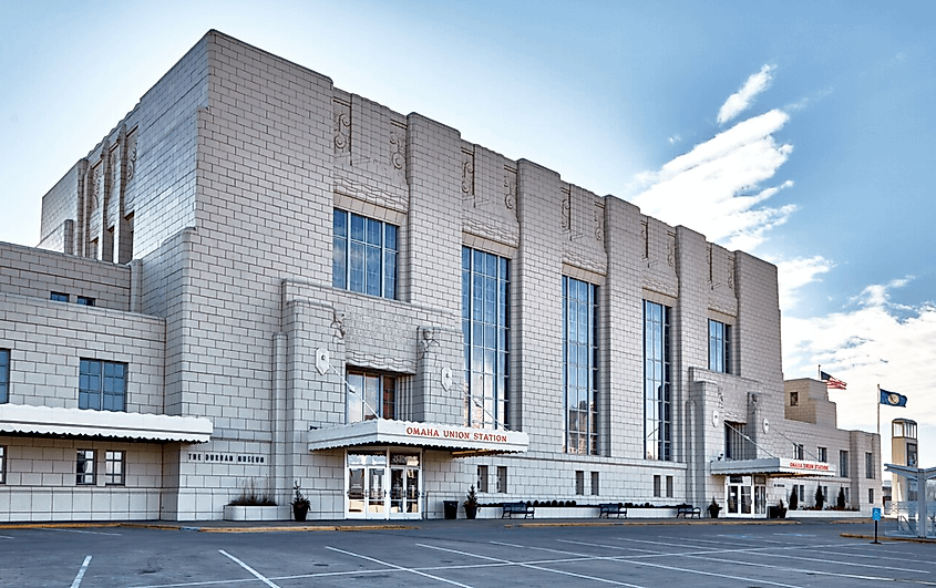 The Durham Museum in Omaha, Nebraska's largest city, housed in the classic art deco-style 1929 Union Station, designed by architect Gilbert Stanley Underwood.