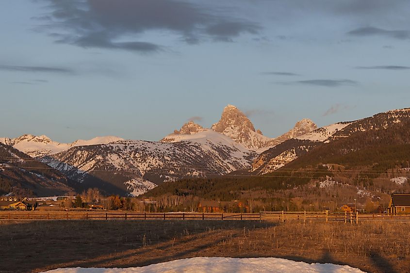 Grand Teton at sunset, Driggs, Idaho.