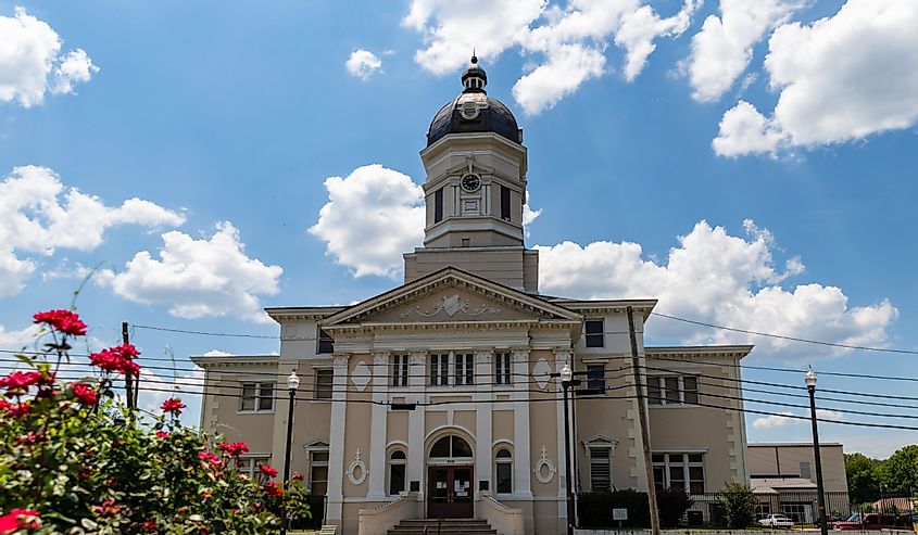 The historic Claiborne County Courthouse in Port Gibson, Mississippi