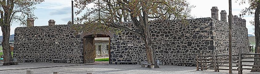 The eastern side of Cove Fort, a historic site in Millard County, Utah, United States.