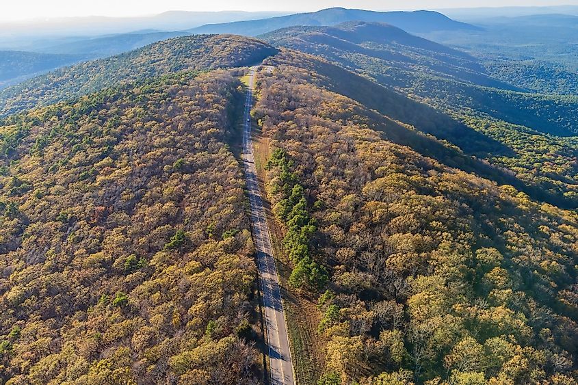 Aerial view of the Talimena National Scenic Byway.