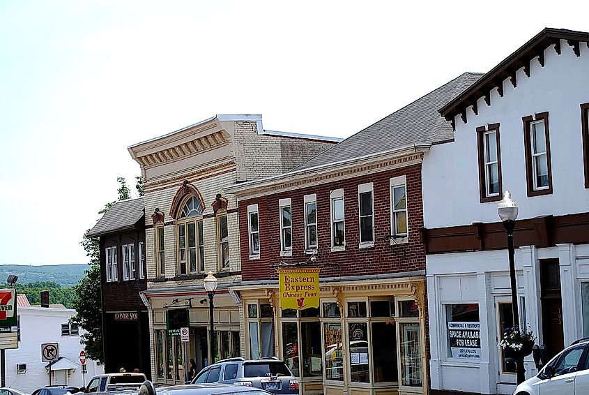 Buildings along the main street in town, Frostburg, Maryland.