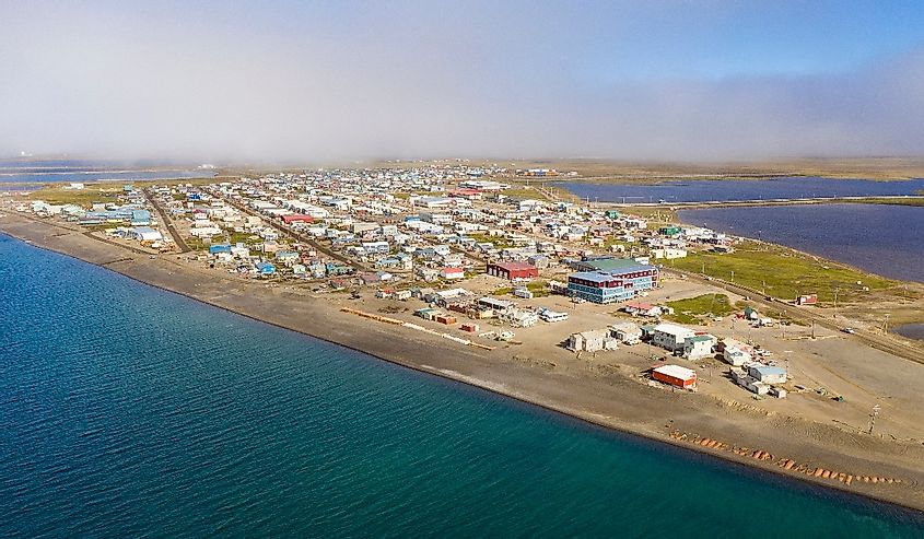 Aerial view of Barrow, Alaska.