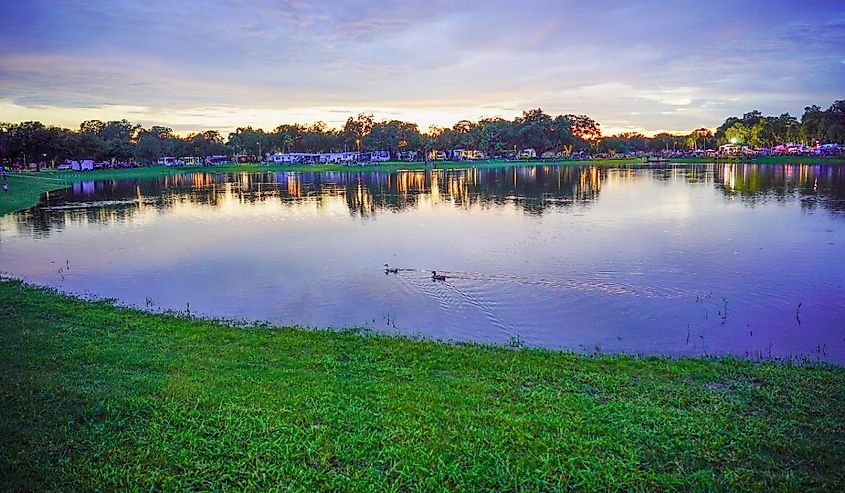 Night at the lake Zephyrhills, Florida.