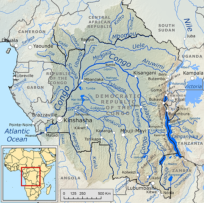 Congo River basin map
