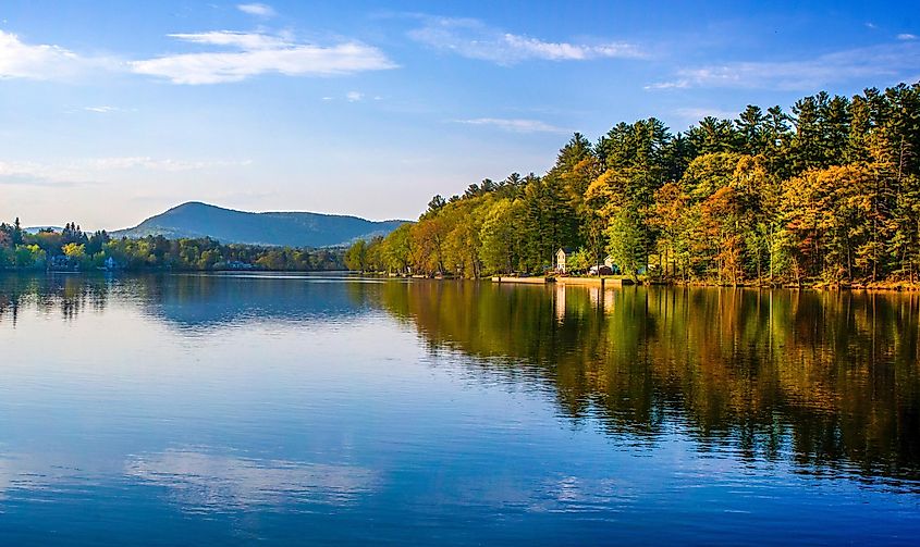 Waterfront view in Corinth in Upstate New York