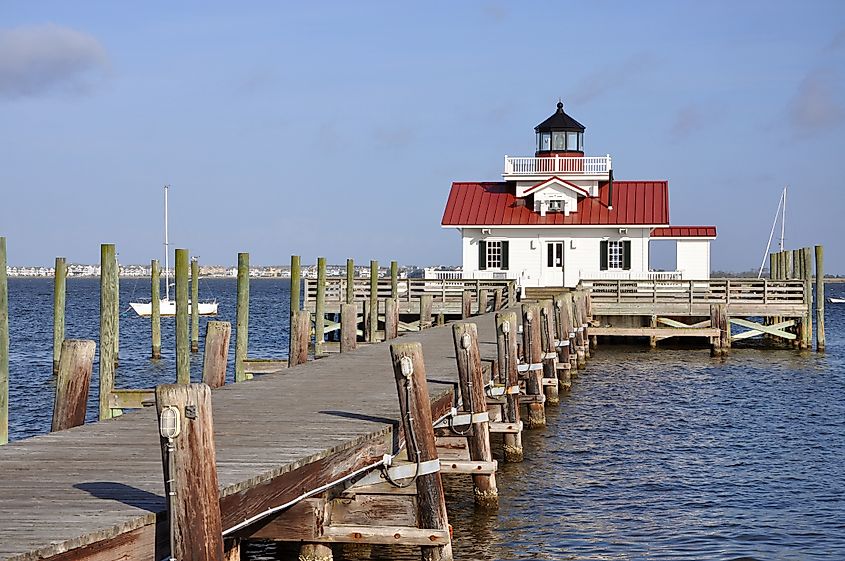 Roanoke Marshes Lighthouse in Roanoke Island, Manteo, North Carolina.