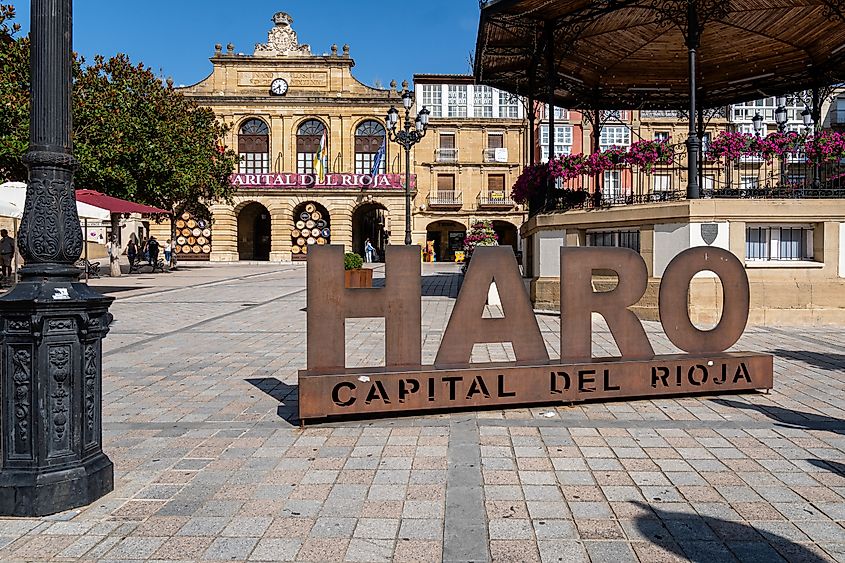 Poster in the Plaza de la Paz, Haro, Capital of Rioja Wine, Spain.