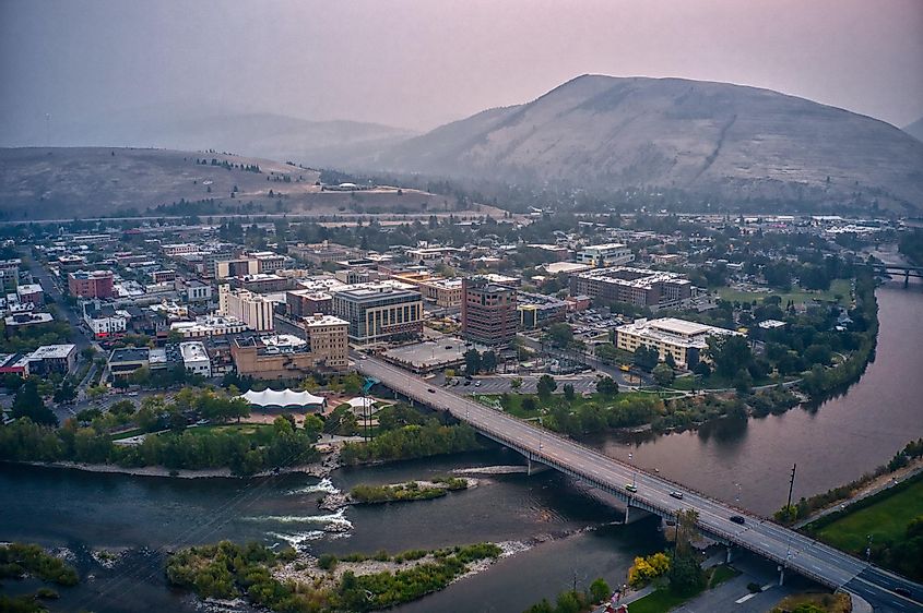 Aerial view of Missoula, Montana.