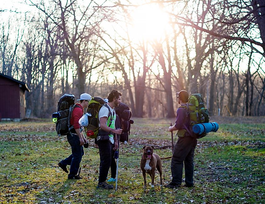 Hikers at the Pontiac Lake Recreation Area, Michigan