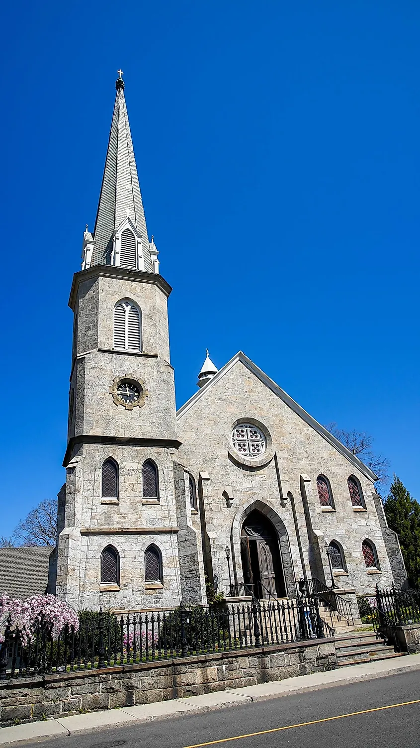 View of the Christ and Holy Trinity Episcopal Church at Church Lane in Westport, Connecticut