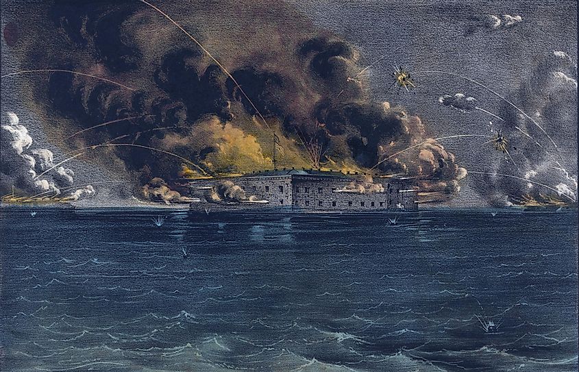 Bombardment of Fort Sumter, a portrait by Currier and Ives