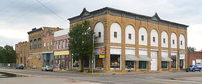 The downtown historic district in Wilson, Kansas