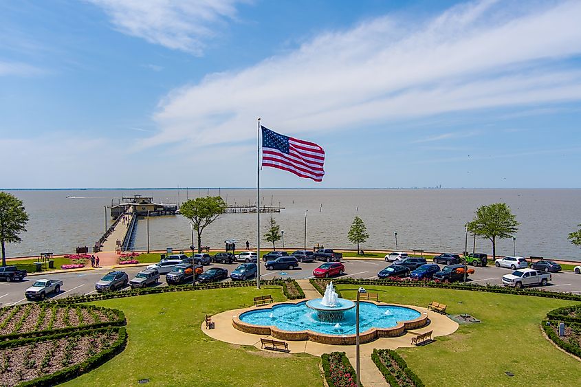 The beachfront in Fairhope, Alabama.