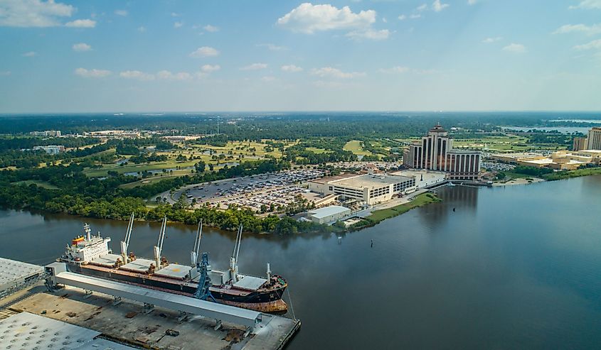 Aerial drone image of Lake Charles Louisiana