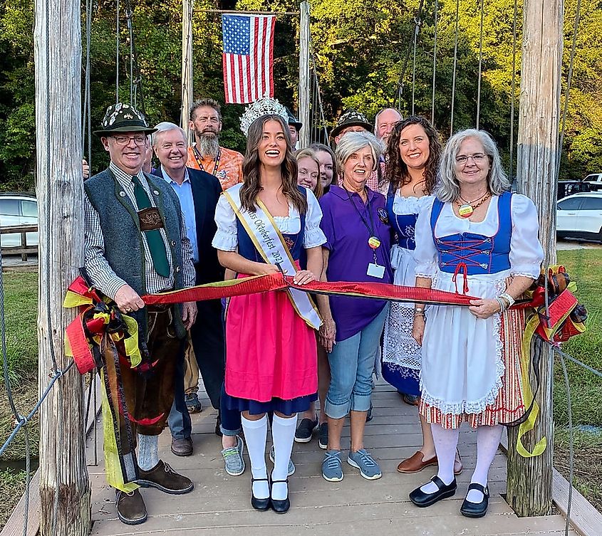 Miss Oktoberfest cutting the ribbon at Oktoberfest Walhalla.