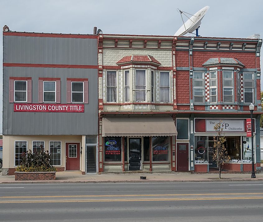 Store fronts of local businesses in downtown Chillicothe