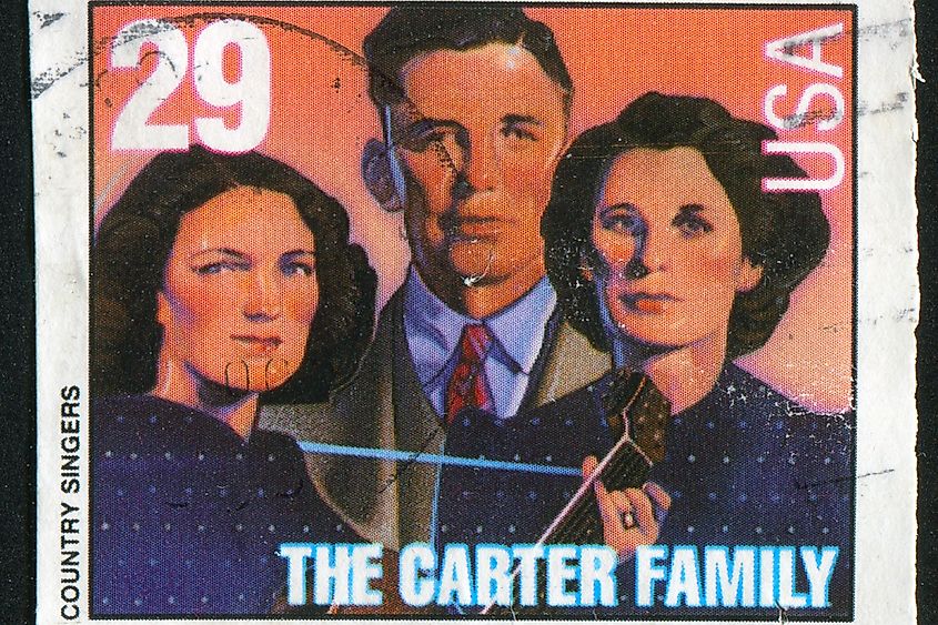 A stamp printed by United States of America, shows The Carter family, circa 1993