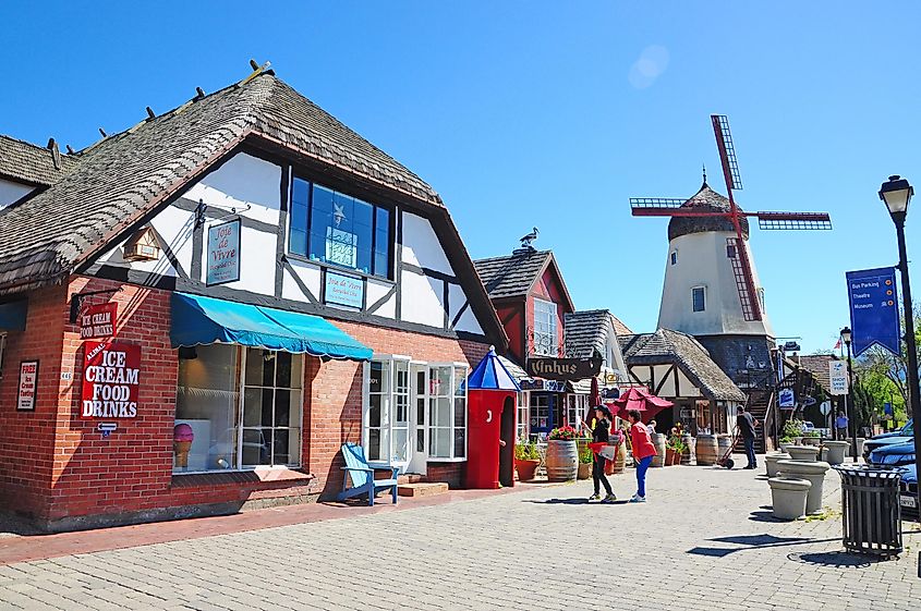 Solvang, California, USA - Danish village in Santa Barbara County. Many buildings reflect traditional Danish style.