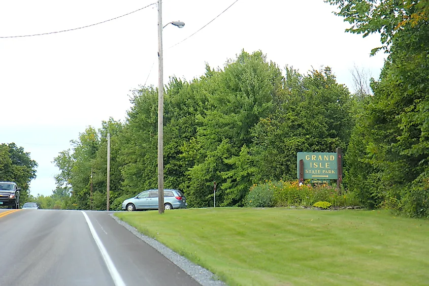 Entrance to the Grand Isle State Park in Vermont.
