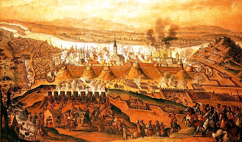 A painting of the 1686 Siege of Buda during the Great Turkish War.