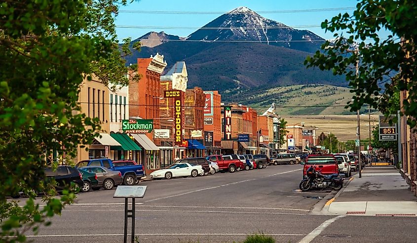 Historic center of Livingston near Yellowstone National Park