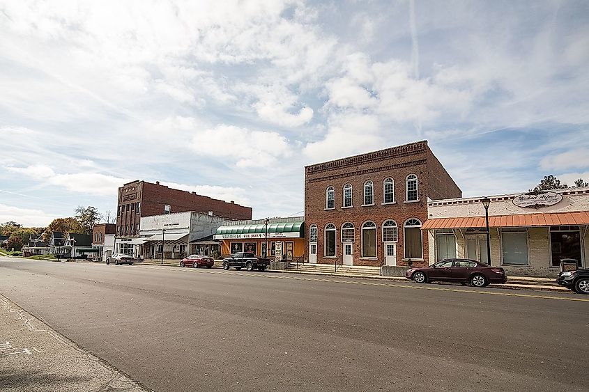 Downtown street in Hope, Indiana.