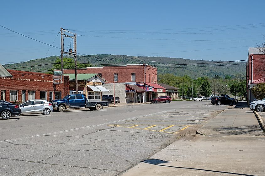 Downtown street in Heavener, Oklahoma.