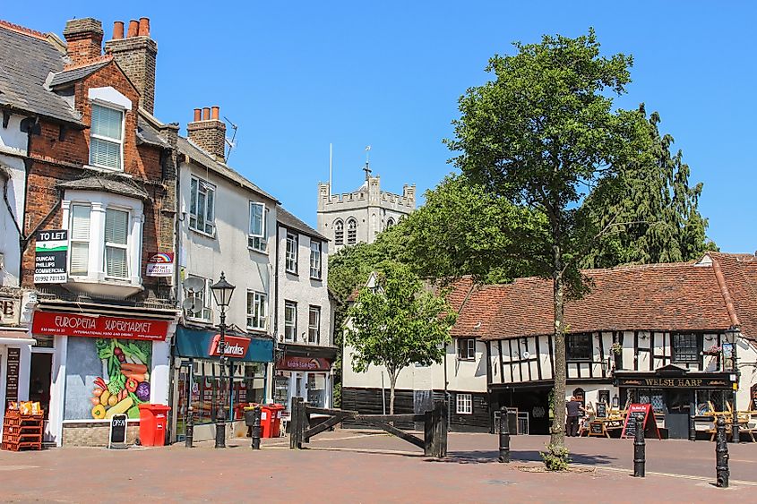 A market in Waltham Abbey in England.
