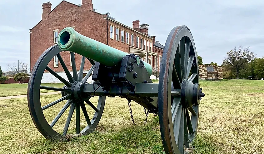 Pounder Napoleon Field Gun or cannon at Fort Smith National Historic Site. 