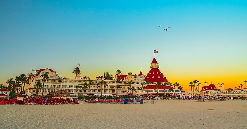 The beachside in Coronado, California