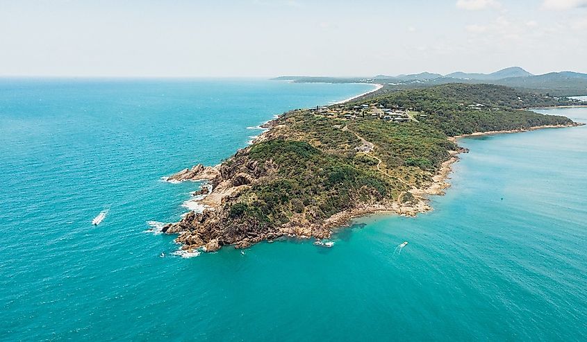 Drone image of 1770, Australia with Agnes Water coast surrounding.