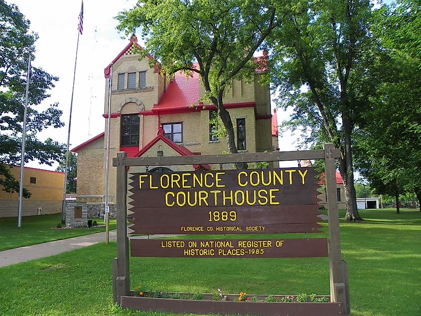 The Florence County Courthouse in Florence, Wisonsin.