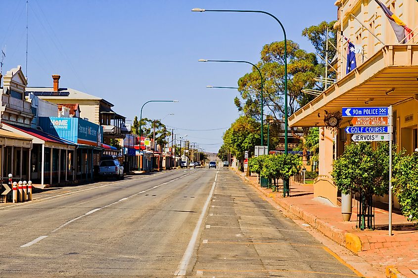 View of the main street in Peterborough, South Australia.