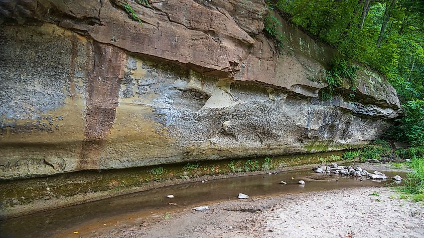 Sandstone ledge in Ledge State Park, Iowa.