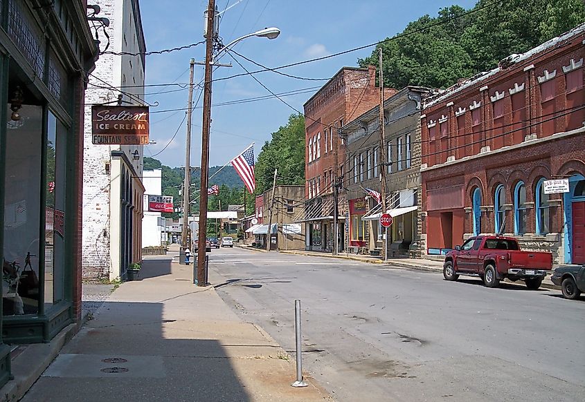 Main Street in downtown Sutton, West Virginia